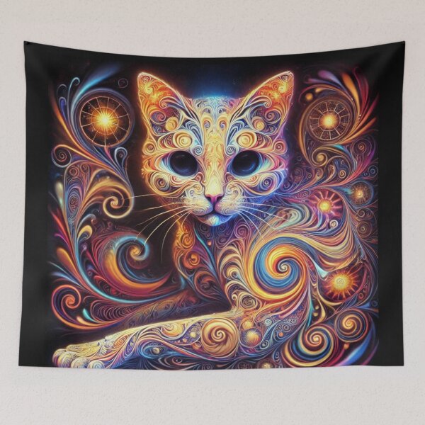 Item preview, Psychedelic Cat of Wonders – Spirals of Sweet Madness designed and sold by FusiTink.