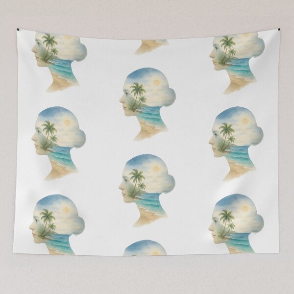 Item preview, Watercolor Culebra Beach Within Her Silhouette designed and sold by Por.Ahi.PR.