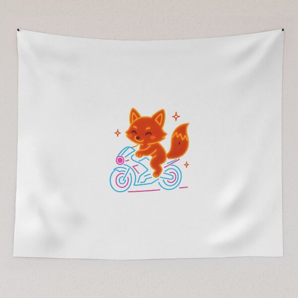 Item preview, Neon Fox on Motorcycle – Cute Glowing Rider designed and sold by UmniTok.