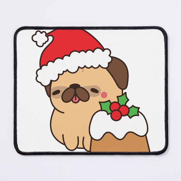 Item preview, Cute Christmas Pug with Holiday Pudding designed and sold by debbiebento.
