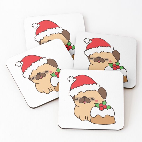Item preview, Cute Christmas Pug with Holiday Pudding designed and sold by debbiebento.