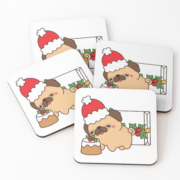 Item preview, Cute Christmas Pug Delivering Holiday Treat designed and sold by debbiebento.
