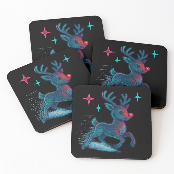 Item preview, Neon Red-Nosed Reindeer – Glitch Vaporwave Christmas Reindeer Art with Retro Cyber Glow designed and sold by AddictiveDesign.
