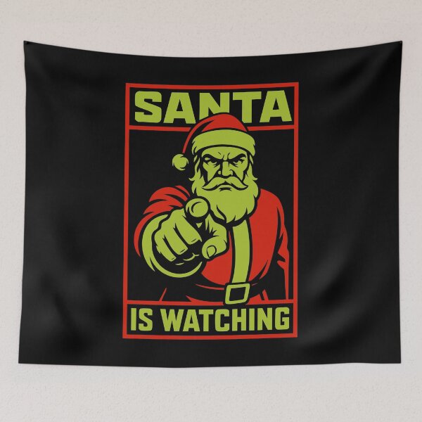 Item preview, Santa Is Watching Bold Propaganda Style Art designed and sold by Victor Shadehorn.