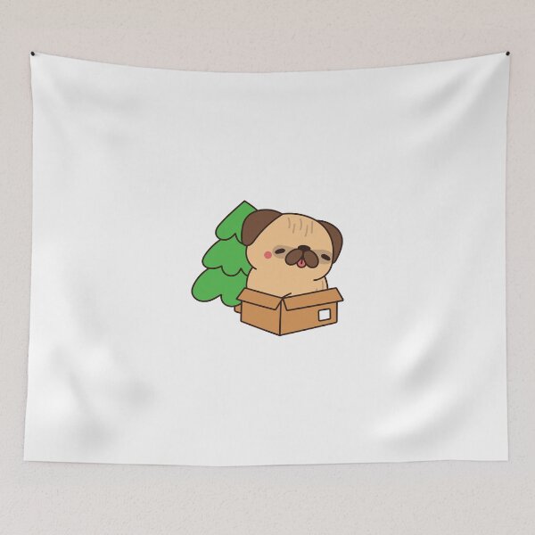 Item preview, Cute Christmas Pug in a Box designed and sold by debbiebento.