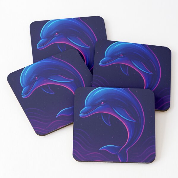 Item preview, Neon Dolphin Vaporwave Ocean Art designed and sold by GolabMagic.