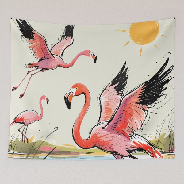 Item preview, Migratory Birds Flamingos at the Visiting Lake designed and sold by Ciervo Primavera.
