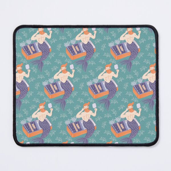 Item preview, Merman emerging from a can, Hot Merman, handle with care, aquamarine background designed and sold by WONDERPRINTVALLEY.