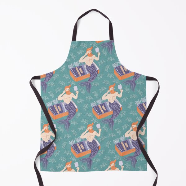 Item preview, Merman emerging from a can, Hot Merman, handle with care, aquamarine background designed and sold by WONDERPRINTVALLEY.