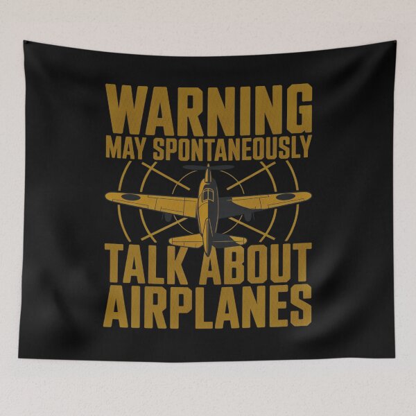 Item preview, Warning May Spontaneously Talk About Airplanes Pilot Humor designed and sold by FreshVibe Prints.