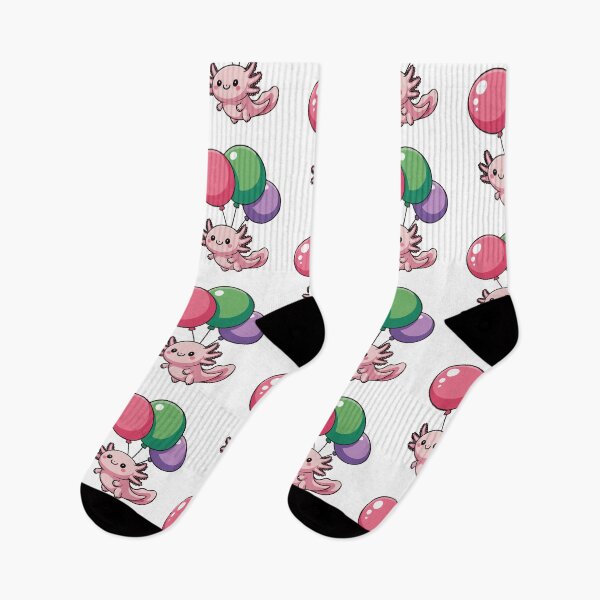 Item preview, Kawaii Axolotl Floating with Balloons – Cute Pink Axolotl Cartoon | Adorable Amphibian Character Art for Kids & Animal Lovers designed and sold by BrainBubbleArt.