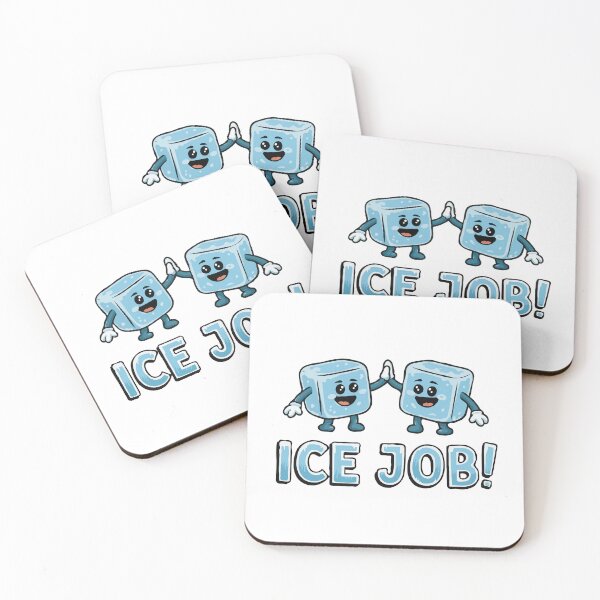 Item preview, Funny Ice Pun – Cute Ice Cubes High Five “Ice Job!” Positive Reward Cartoon Design designed and sold by BrainBubbleArt.