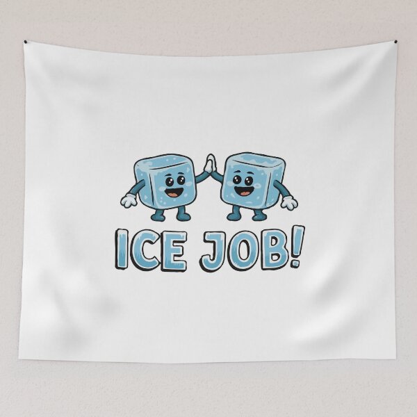 Item preview, Funny Ice Pun – Cute Ice Cubes High Five “Ice Job!” Positive Reward Cartoon Design designed and sold by BrainBubbleArt.