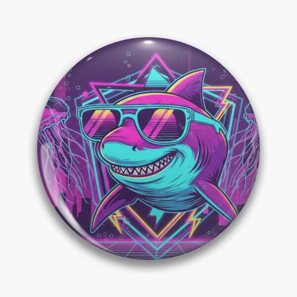 Item preview, Neon Retro Shark | Synthwave Ocean Vaporwave Aesthetic designed and sold by MerchYouSearch.