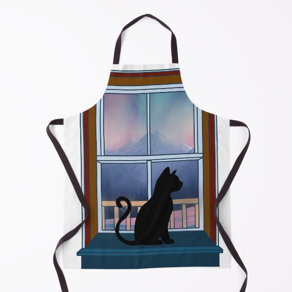 Item preview, Cat Silhouette at a Sunset Mountain Window designed and sold by MeowTouch Art.