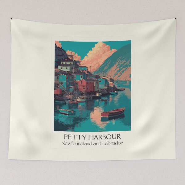 Item preview, Petty Harbour Newfoundland | Quaint Fishing Village Art designed and sold by TuncGK.