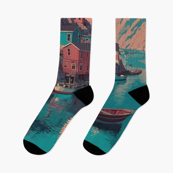 Item preview, Petty Harbour Newfoundland | Quaint Fishing Village Art designed and sold by TuncGK.