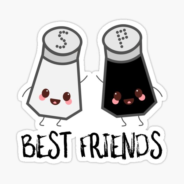 Salt And Pepper Best Friends - Kawaii Food Characters - Sticker