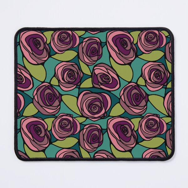 Item preview, Stained Glass Style Cabbage Roses designed and sold by Unhinged Heather.