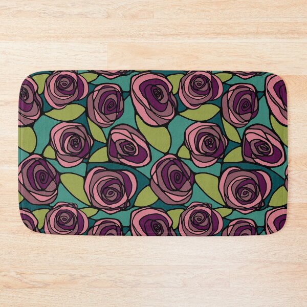 Item preview, Stained Glass Style Cabbage Roses designed and sold by Unhinged Heather.