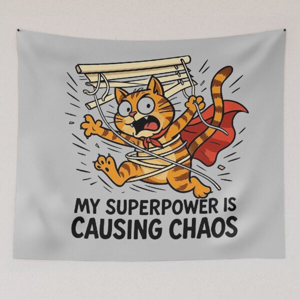 Item preview, My Superpower Is Causing Chaos - Superhero Cat designed and sold by MiLaKK.