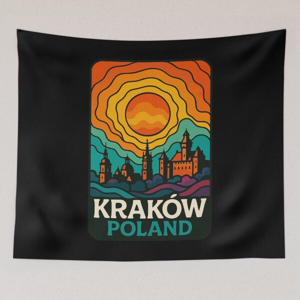 Item preview, Krakow Poland Retro Trippy Travel designed and sold by TomFrontierArt.