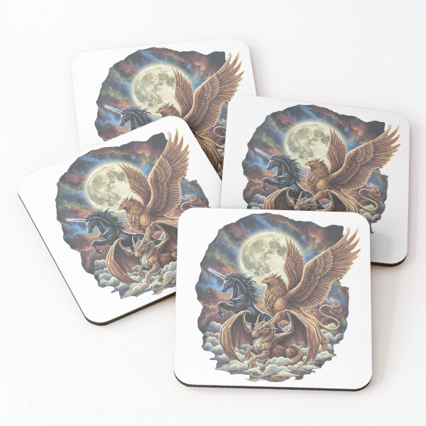 Item preview, Mythical Creatures Trio – Dragon, Unicorn & Griffin Fantasy Art designed and sold by ZYNORAworld.