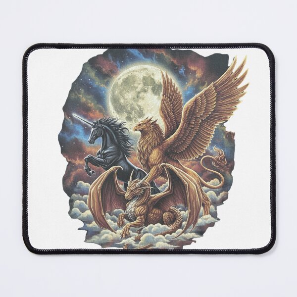 Item preview, Mythical Creatures Trio – Dragon, Unicorn & Griffin Fantasy Art designed and sold by ZYNORAworld.
