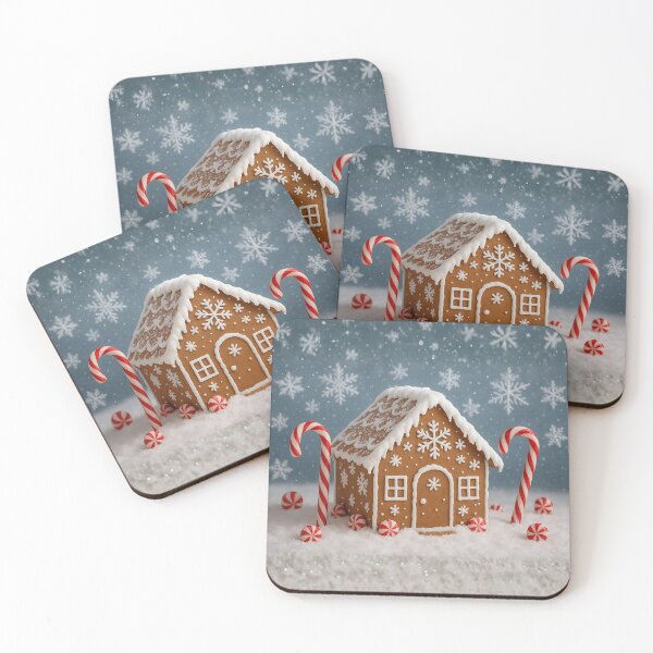 Item preview, Gingerbread House With Candy Cane Lamp Posts designed and sold by WJ Cozy Creations.
