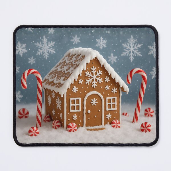 Item preview, Gingerbread House With Candy Cane Lamp Posts designed and sold by WJ Cozy Creations.