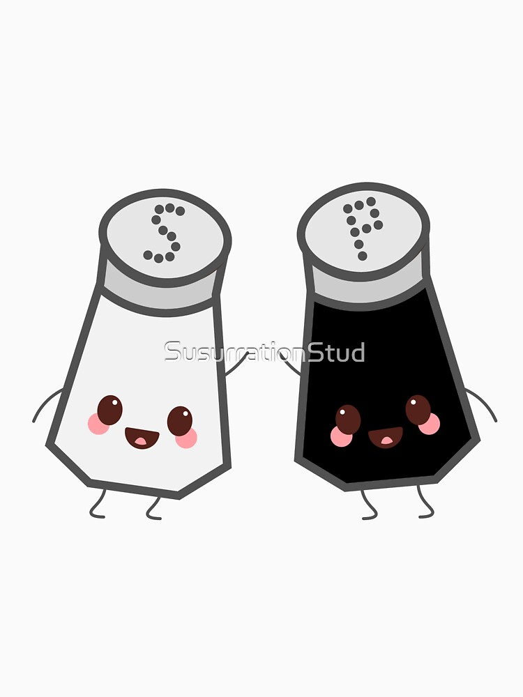 Salt and Pepper shaker vector. Cute cartoon salt and pepper shaker