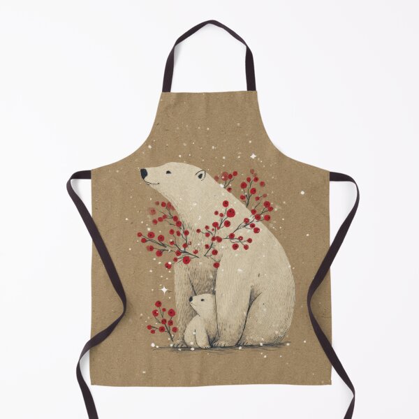 Item preview, Minimalist Polar Bear and Cub with Winter Berries Illustration on Kraft Paper designed and sold by dawnleblanc55.