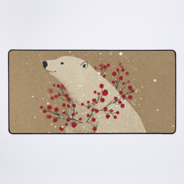Item preview, Minimalist Polar Bear and Cub with Winter Berries Illustration on Kraft Paper designed and sold by dawnleblanc55.