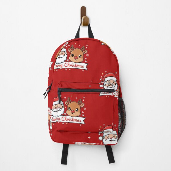 Item preview, Kawaii Santa and Reindeer Faces with Merry Christmas Text - Cute Holiday T-Shirt Design designed and sold by Tidarat-27.