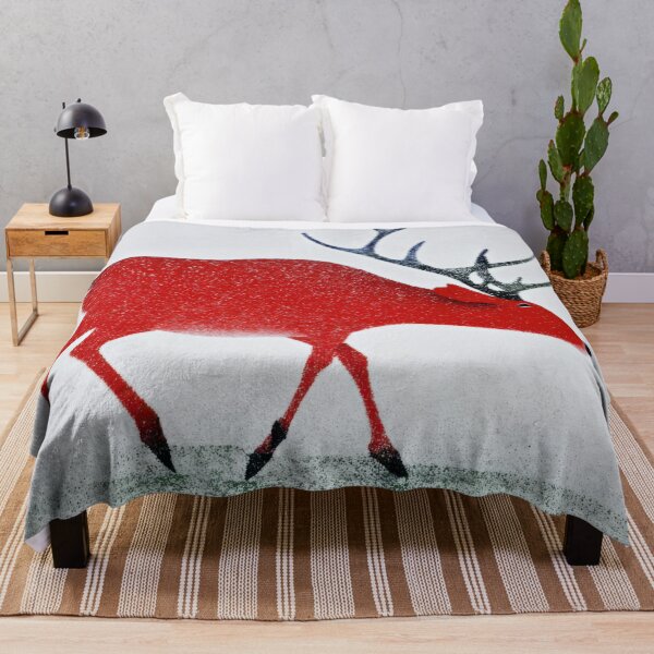 Item preview, Red Winter Reindeer Walking Through Snow designed and sold by dawnleblanc55.