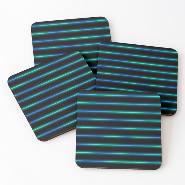 Item preview, Glowing Turquoise to Blue Lines on Black — Abstract Neon Art designed and sold by InFrameVision.