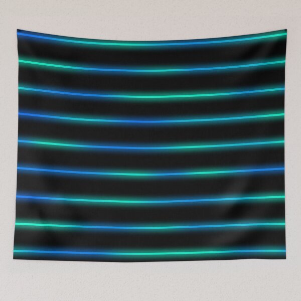 Item preview, Glowing Turquoise to Blue Lines on Black — Abstract Neon Art designed and sold by InFrameVision.