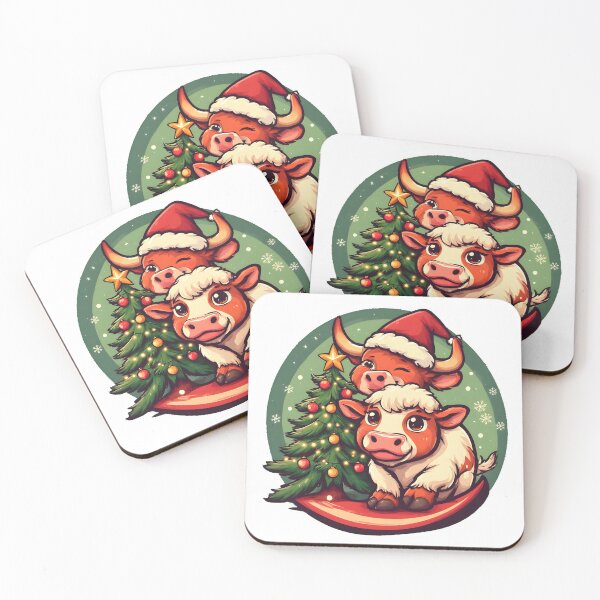 Item preview, Playful Stacked Santa Highland Cows by Christmas Tree Holiday designed and sold by Avina Intelligence.