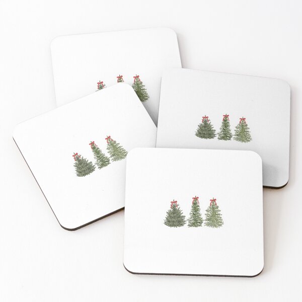Item preview, Watercolor Christmas trees with bows  designed and sold by OutdoorDesign.