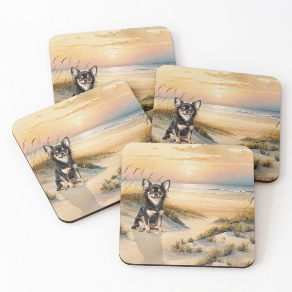 Item preview, Long Haired Chihuaua Dog Beach Cove designed and sold by SalonOfArt.
