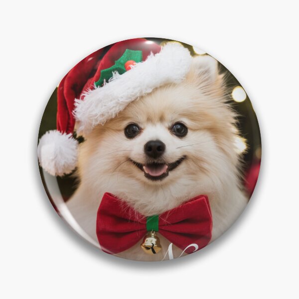 Item preview, A beautiful Pomeranian in a red frame wishes you a Merry Christmas. designed and sold by Fantasilandia.