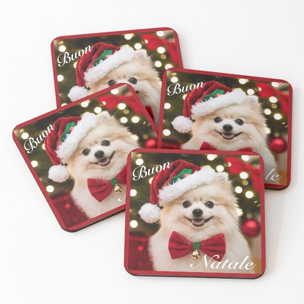 Item preview, A beautiful Pomeranian in a red frame wishes you a Merry Christmas. designed and sold by Fantasilandia.