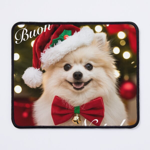 Item preview, A beautiful Pomeranian in a red frame wishes you a Merry Christmas. designed and sold by Fantasilandia.