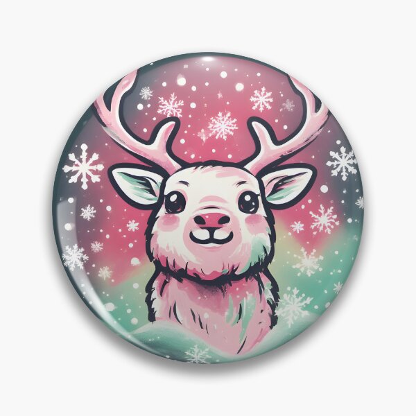 Item preview, Smiling White Reindeer Under Aurora Snowflakes Christmas designed and sold by Avina Intelligence.