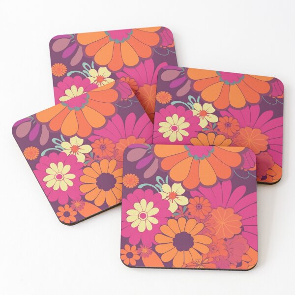 Item preview, 70s Hippy Flowers in Purple and Orange designed and sold by CraftedHome.