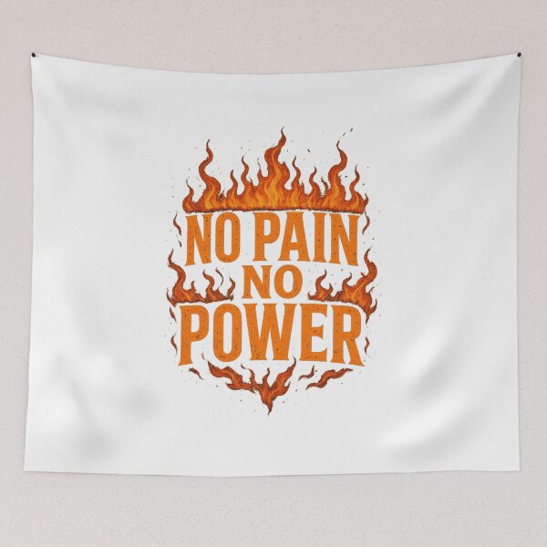 Item preview, NO PAIN NO POWER – Fiery Gym Motivation Quote designed and sold by VibeLab_Art.