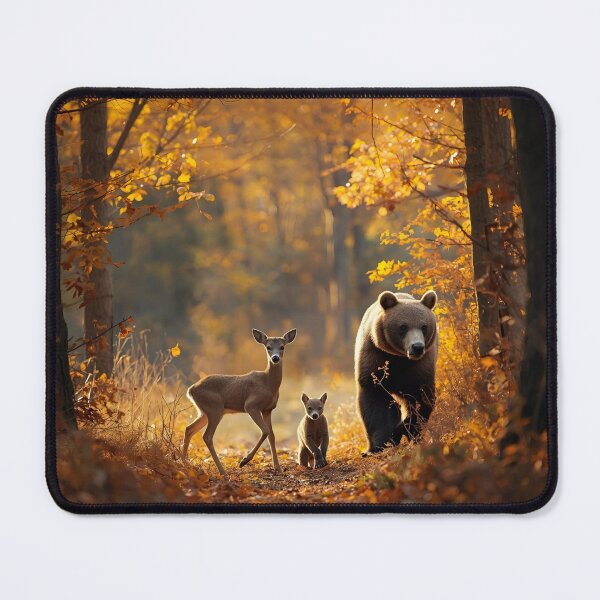 Item preview, Autumn Companions: Deer and Bear Cub Stroll designed and sold by WildlifeWhimsy.
