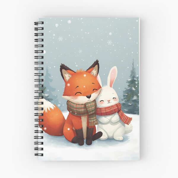 Item preview, Snowy Companions: Fox and Bunny in Winter Bliss designed and sold by WildlifeWhimsy.