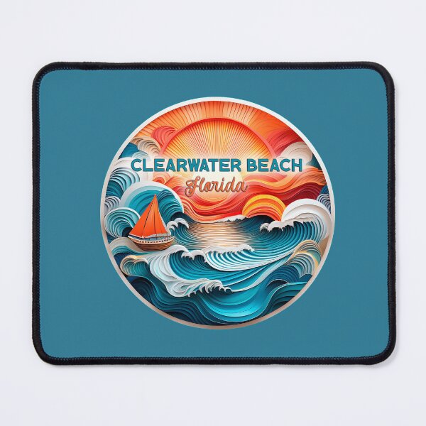 Item preview, Clearwater Beach Florida Retro Vintage Sunset Sailboat on Ocean Waves One-of-a-Kind Artwork designed and sold by Mandeville Photography.