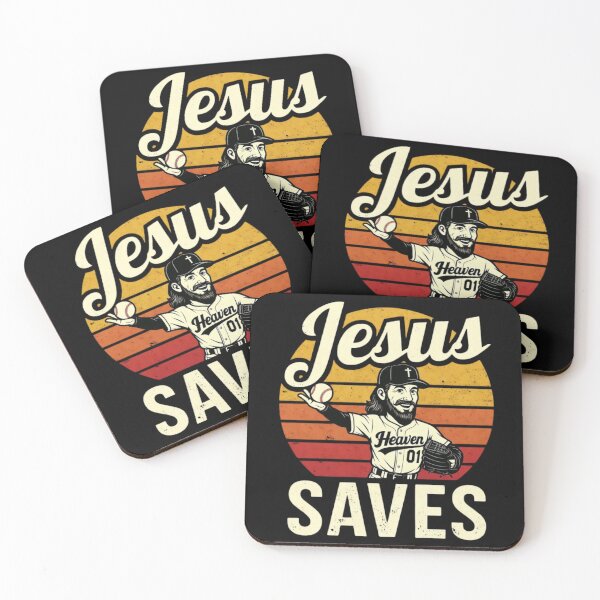 Item preview, Funny Baseball Jesus Saves Retro Sunset designed and sold by legendaryskins.